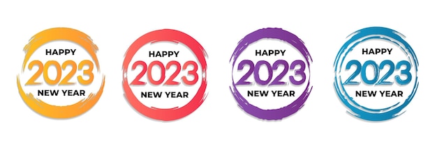 Brush style new year celebration labels collection