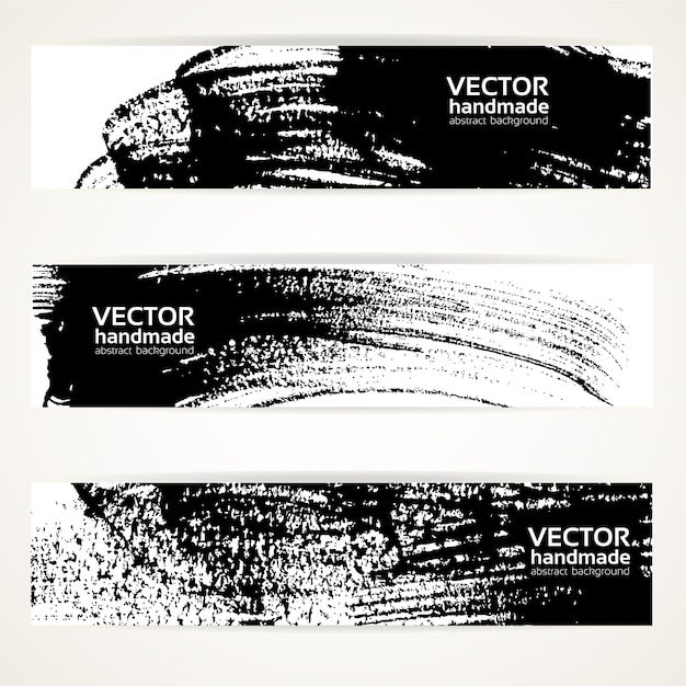 Vector brush texture handdrawing banner set