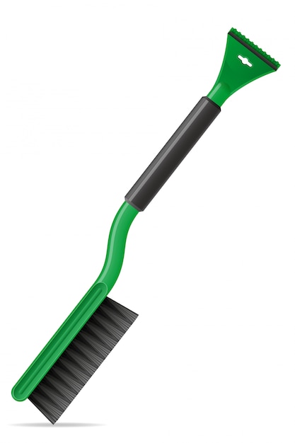 Brush with scraper for cleaning car from snow and ice vector illustration