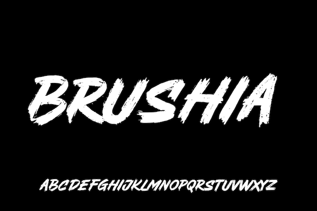 BRUSHIA グランジ ブラシ手書きアルファベット セット ベクトル