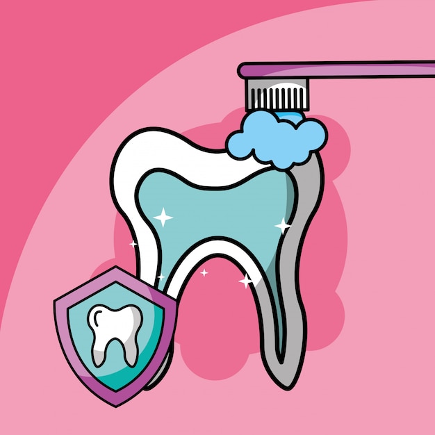 brushing tooth dental care symbol