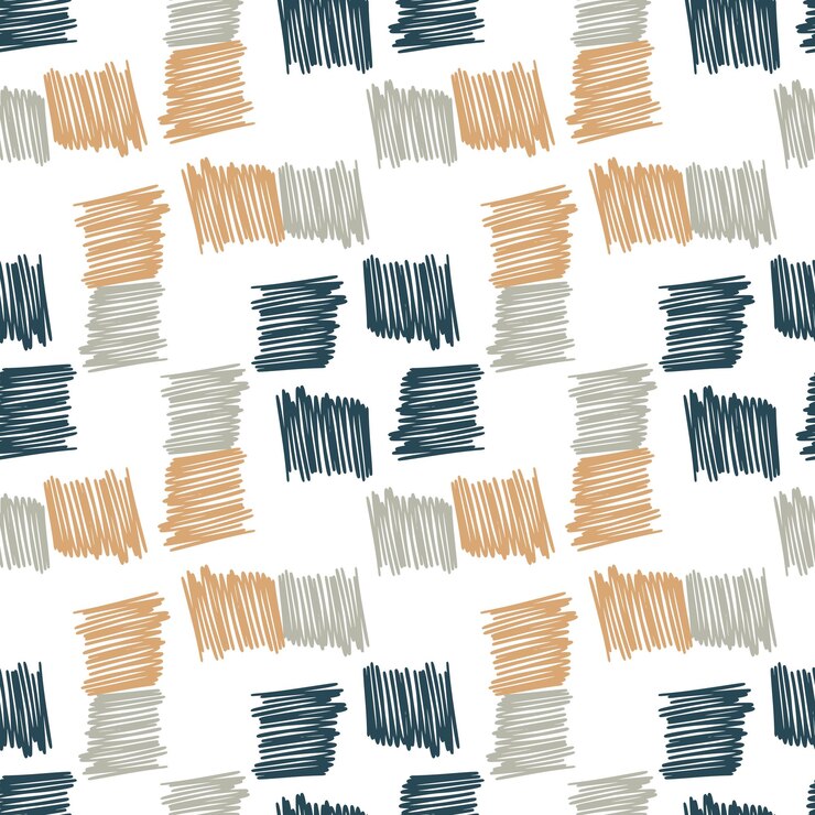 Vector brushstrokes and thin stripes seamless pattern cross hatching endless background grunge backdrop
