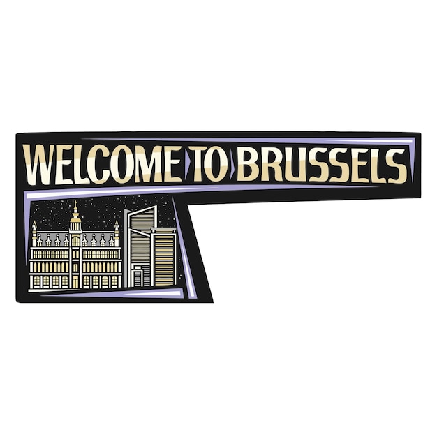 Vector brussel skyline landmark vlag sticker embleem badge reizen souvenir illustratie