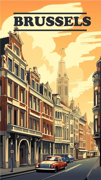 ベクトル ブリュッセルのレトロなポスター