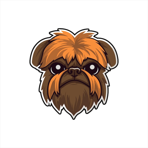 Brusselson Griffon Hondenras Leuke cartoon Kawaii Karakter Dieren Huisdieren Geïsoleerde Sticker Illustratie