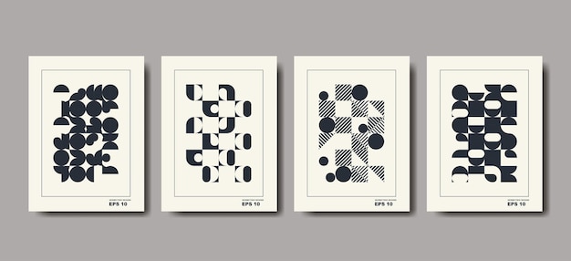 Vector brutalism covers design minimal geometric shapes compositions applicable for brochures posters covers and banners