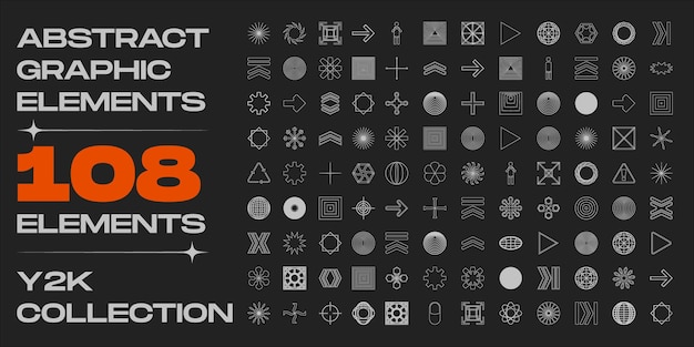 brutalism shapes collection of abstract graphic geometric symbols frames inspired brutalism
