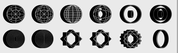 Формы брутализма Большой набор ретро-объектов для дизайна Абстрактные формы баухауза