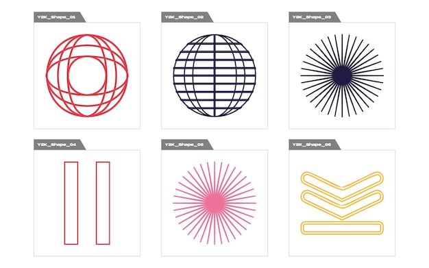 Формы брутализма Большой набор ретро-объектов для дизайна Элементы киберпанка