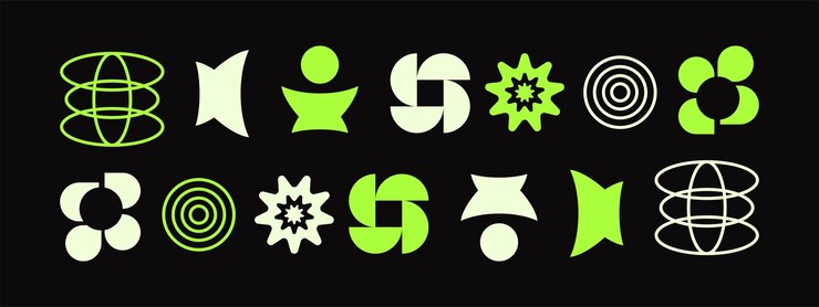 Vector brutalism shapes minimalist geometric elements abstract bauhaus forms trendy modern graphic eleme