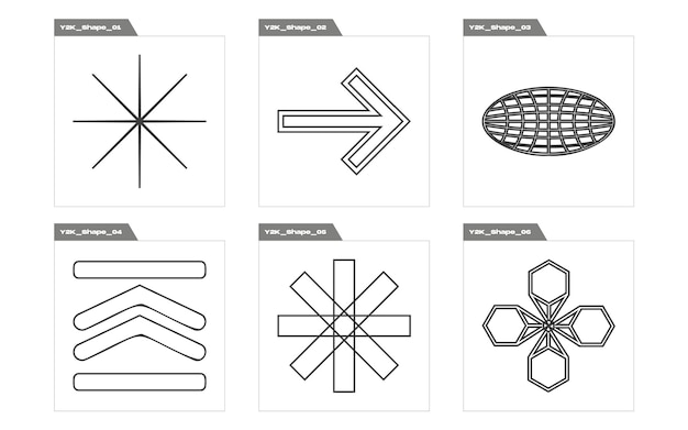 벡터 brutalism 모양 레트로 미래형 그래픽 장식품 그래픽 장식 요소