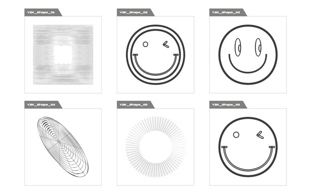 Brutalisme vormt Rave psychedelische retro-futuristische set Platte minimalistische iconen
