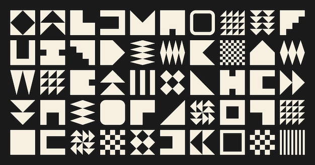 Brutalistische geometrische vormen kleurrijke symbolen eenvoudige primitieve elementen en vormen Bauhaus retro design