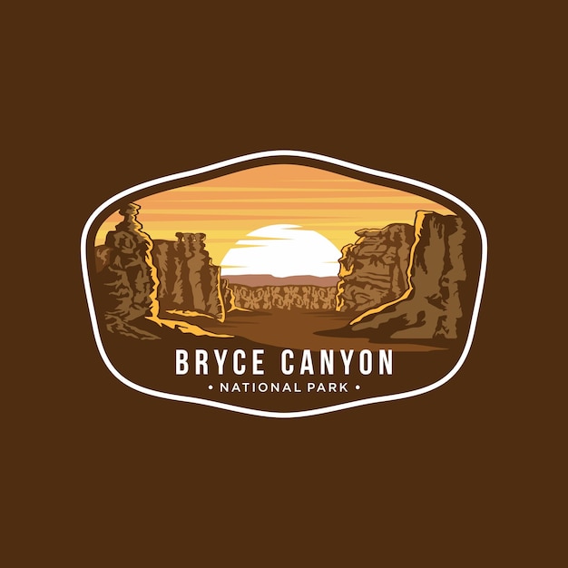 Vettore illustrazione del logo della toppa dell'emblema del parco nazionale del bryce canyon
