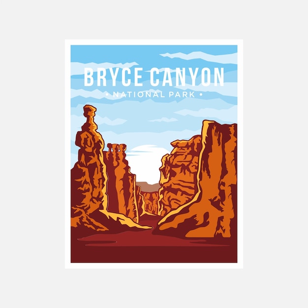 Disegno di illustrazione vettoriale del poster del bryce canyon national park