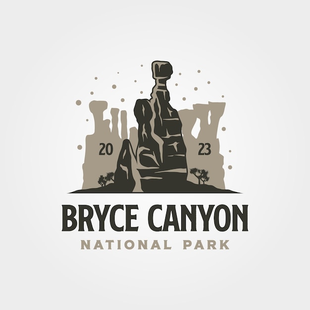 Bryce canyon vintage vector symbool illustratie ontwerp queens tuin symbool