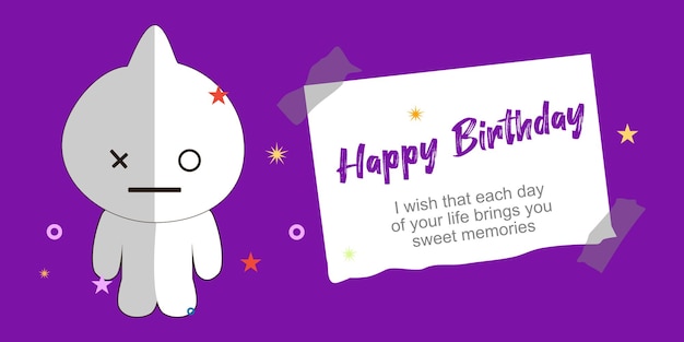 Bt21 character birthday card vector design