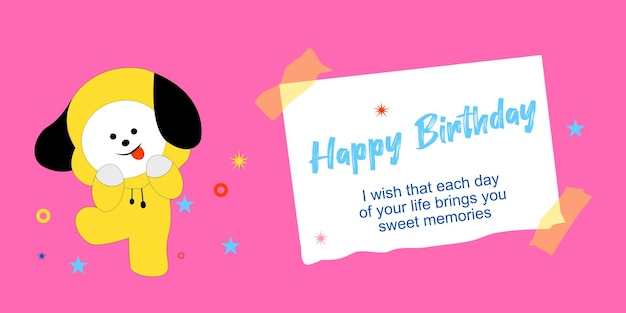 Bt21 character birthday card vector design