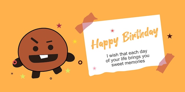 Bt21 character birthday card vector design