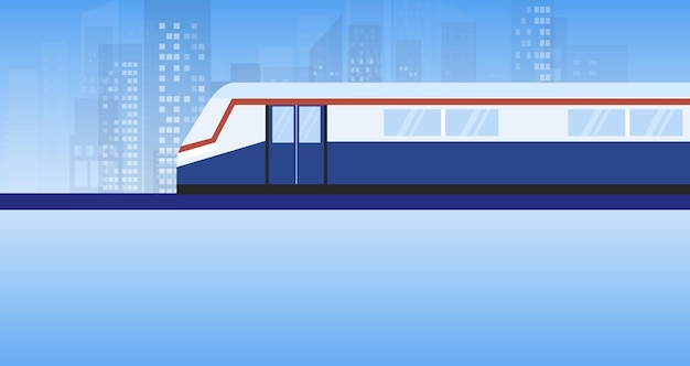 BTS Sky train in cityscape buildings vector Illustration