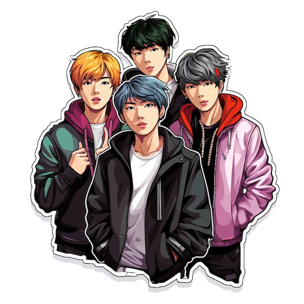 Vector bts sticker white background vector