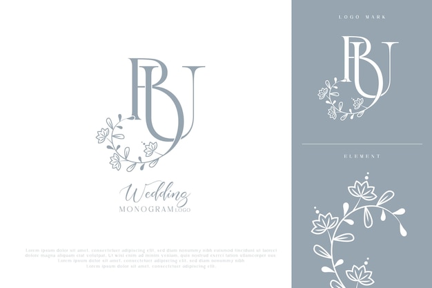 bu ub bruiloft aanvankelijk monogram logo