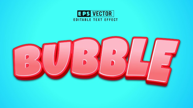 Bubble 3d bewerkbare teksteffect vector met achtergrond