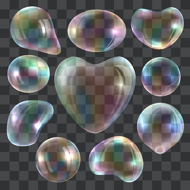 Set di mockup di bubble blower. illustrazione realistica di 10 modelli di bolla soffiatore per il web