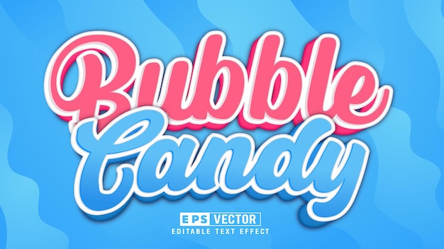 Bubble Candy 3d bewerkbare teksteffect Vector met achtergrond