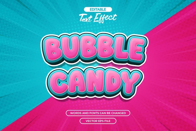 Bubble candy bewerkbare tekst effect vector