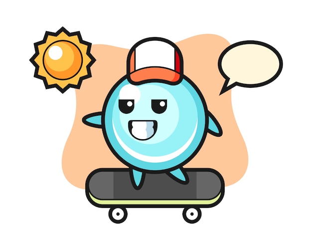 Vector bubble character illustration ride a skateboard, cute style design