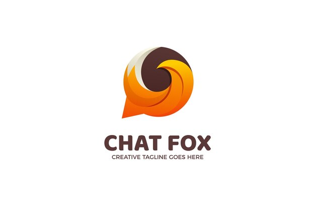 Bubble chat fox gradient logo modello