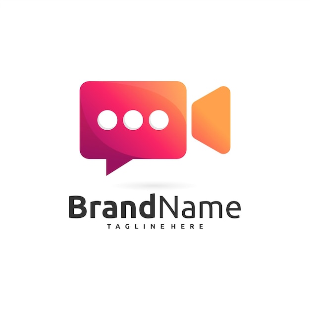 Bubble chat logo with video record concept