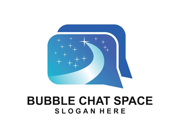 Vettore logo di bubble chat space premium