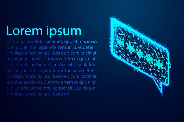 Vector bubble chat speech abstract low poly triangle dot line polygon shine blue background vector illustration