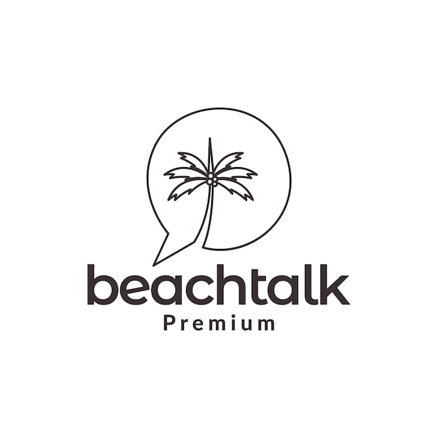 Bubble chat talk with coconut tree logo design vector graphic symbol icon illustration creative idea