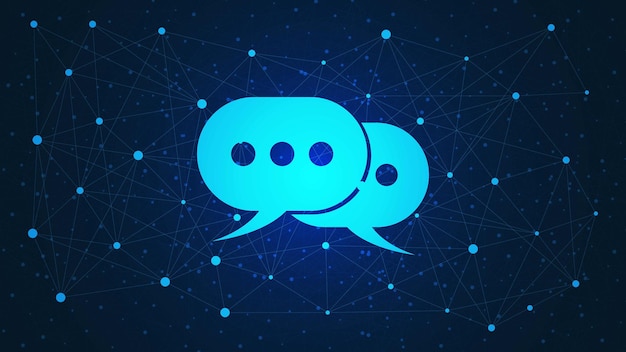 Bubble chat con connessione di punti e linee per lo sfondo del concetto di tecnologia di comunicazione globale