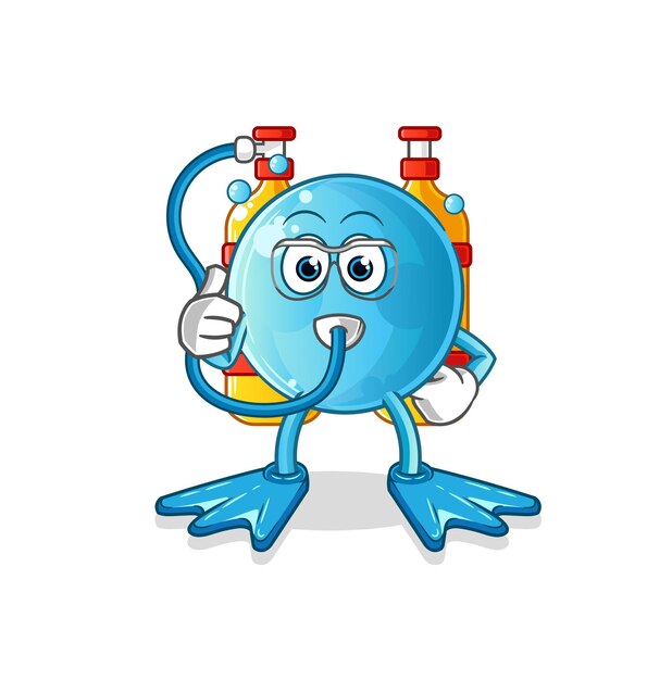 Bubble diver cartoon. cartoon mascot vector