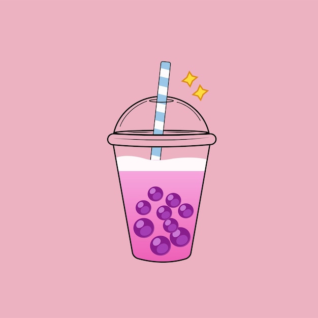 Vector bubble drink cold strawberry with milk delicious beverage drink