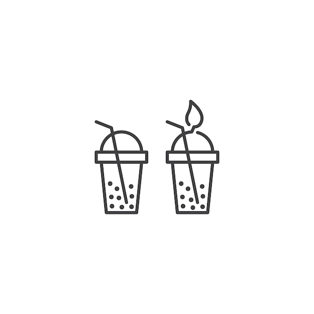 Bubble drink natural tea Vector outline icon template
