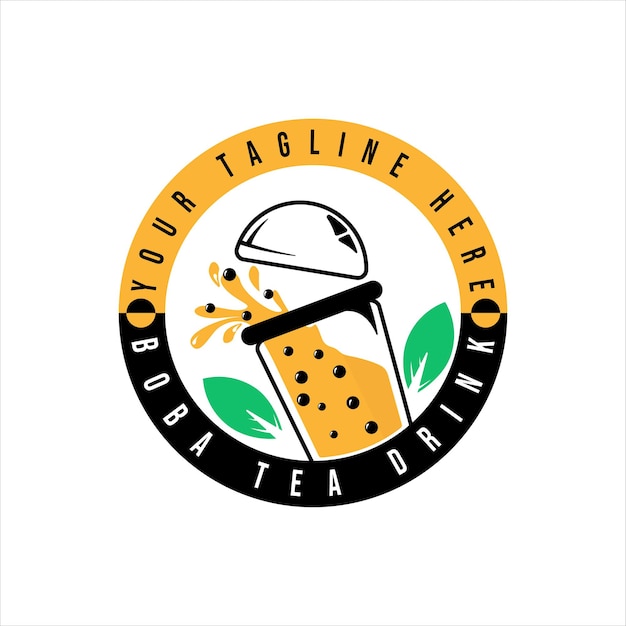 Bubble drink tea logo vector illustration template icon design cold milk shake beverage with boba