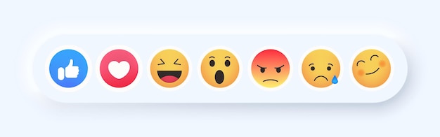 Bubble emoticons commentaar social media messenger Facebook Instagram Whatsapp chat commentaar reacties. Hoge kwaliteit vector ronde gele smiley. Pictogramsjabloon gezicht traan glimlach, verdrietig, liefde, zoals, Lol, emoji