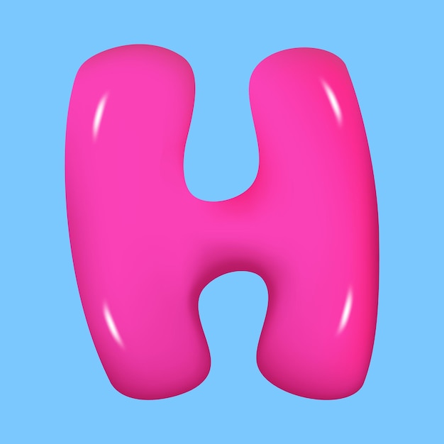 Vector bubble font glossy 3d pink super bubble font in plastic style alphabet font h