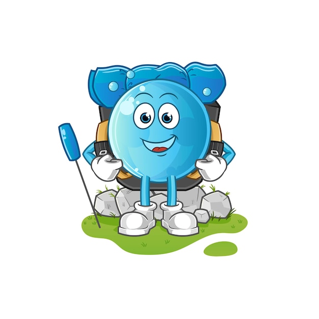 Bubble gaan kamperen mascotte. cartoon vector