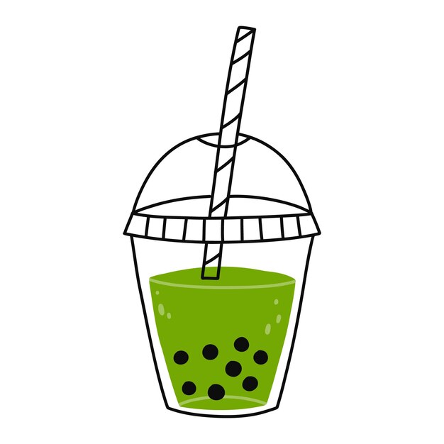Bubble groene thee geïsoleerd op witte achtergrond Bubble matcha thee vectorillustratie