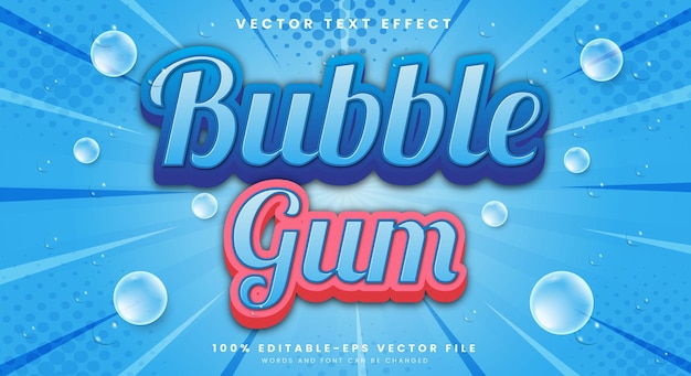 Bubble Gum 3d bewerkbare tekst-effect sjabloon met moderne stijl