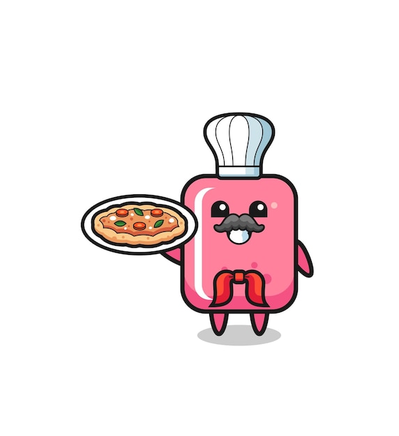 Bubble gum character as Italian chef mascot