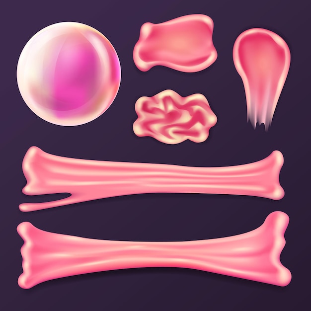 Vector bubble gum or chewing gum template set