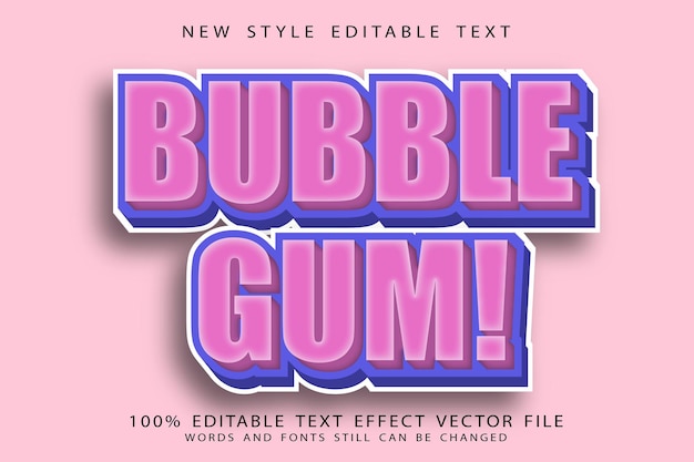 Bubble gum editable text effect emboss cartoon style