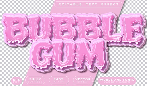 Bubble Gum Pink Cute Candy Sugar Volledig bewerkbare vectortekstbestand